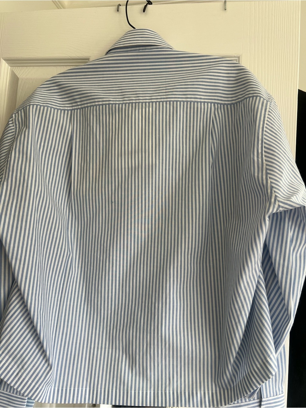 Sandro Blue & White Striped Button-Down Shirt with Floral Appliqué - Picture 3 of 3